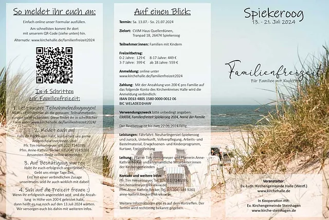 Flyer der Familienfreizeit 2024 nach Spiekeroog