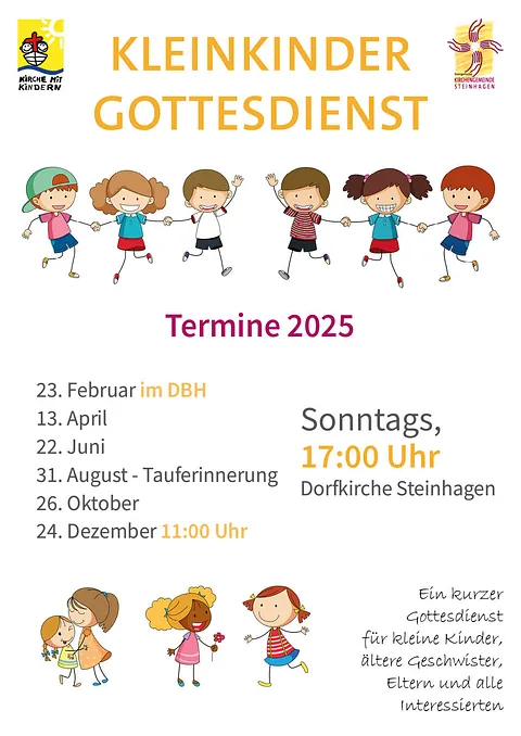 Plakat Jahresübersicht 2025 Kleinkindergottesdienst Steinhagen
